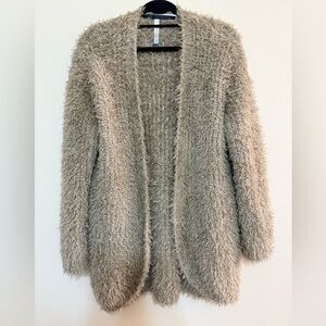 Kensie Taupe Fuzzy Cardigan